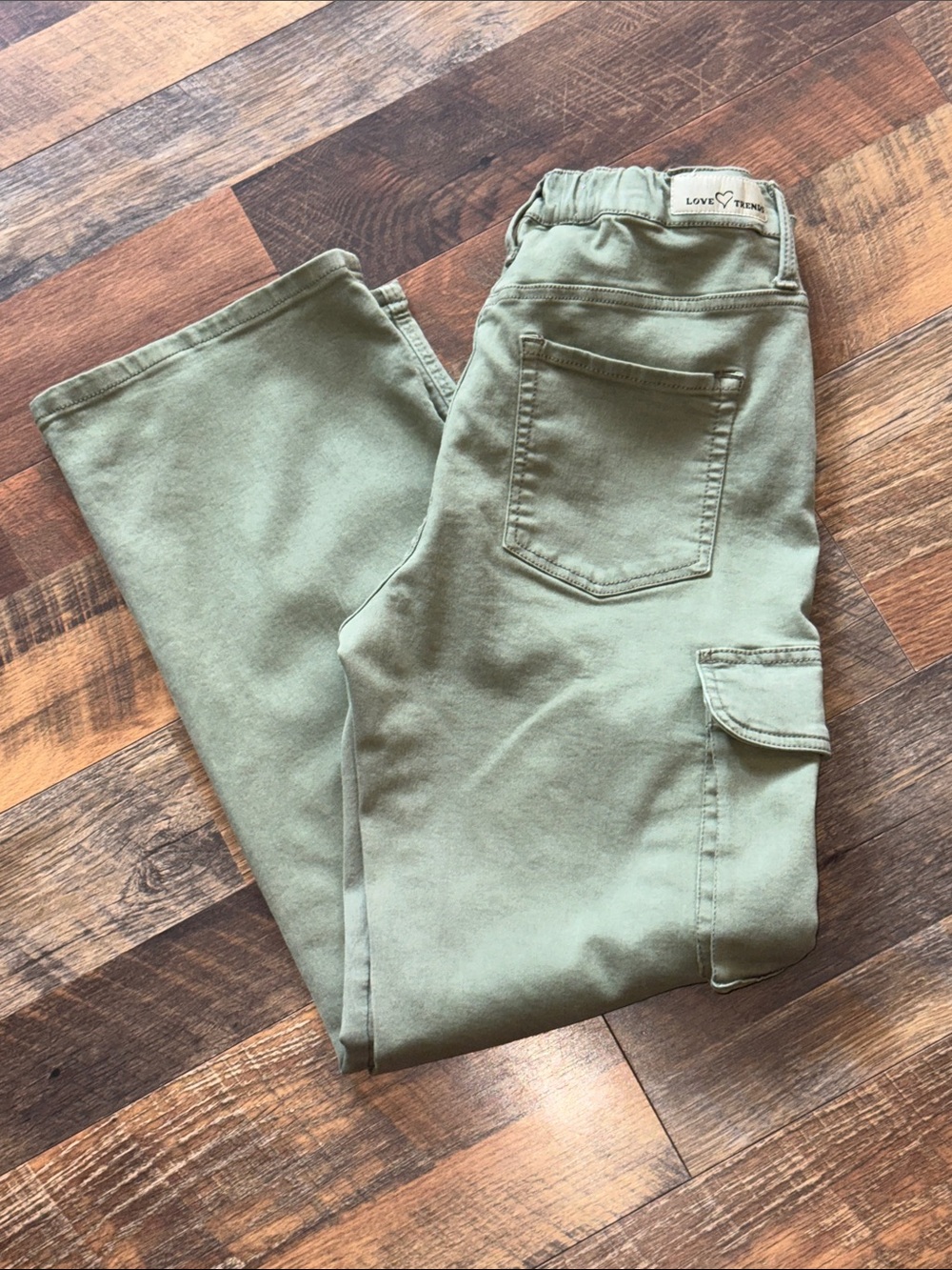 Love Trends Olive Green Cargo Pants Size 7 Stretch Utility Wide Leg